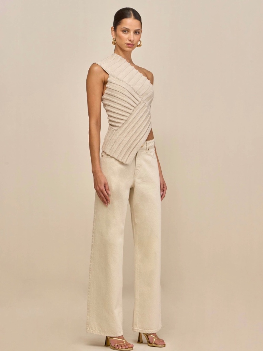 NWT Cult Gaia Del Knit Top in Mushroom, style KT3019YC